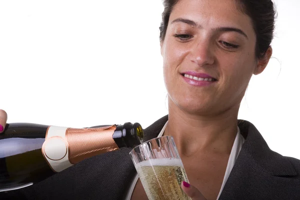 喝香槟的女人 — 图库照片