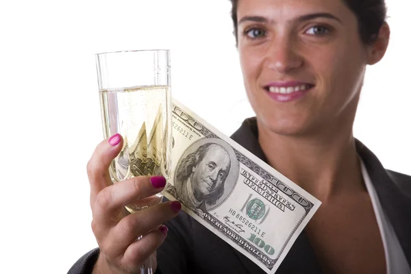 Kvinde drikker champagne - Stock-foto