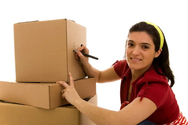 Pakketten voor het huis verplaatsen — Stockfoto