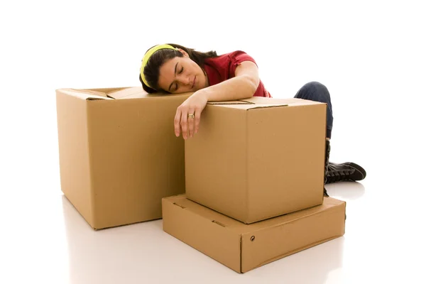 Pakketten voor het huis verplaatsen — Stockfoto