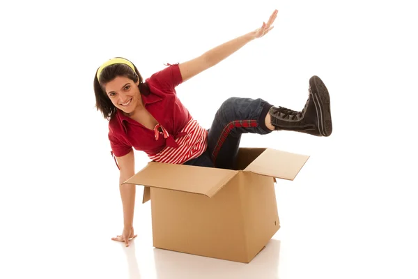 Jumping outside of the box — Stock Photo, Image