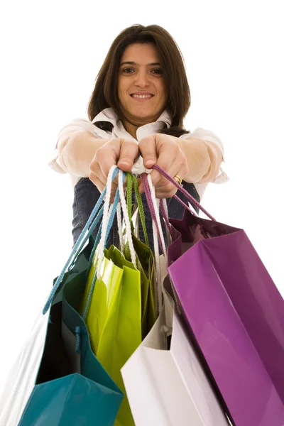 Szczęściem kobieta po zakupy — Zdjęcie stockowe