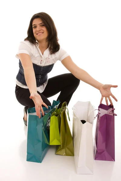 Felicità donna dopo lo shopping — Foto Stock