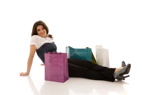 Kvinnan lycka efter shopping — Stockfoto