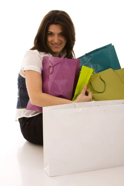 Szczęściem kobieta po zakupy — Zdjęcie stockowe