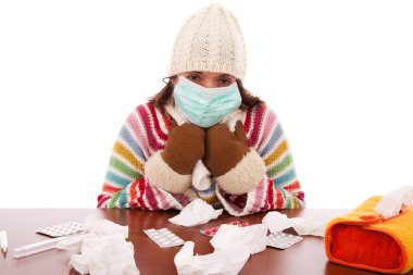 Woman with flu symptoms clipart