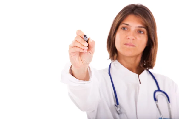 Kvinnliga läkare skriva på Whiteboard-tavlan — Stockfoto
