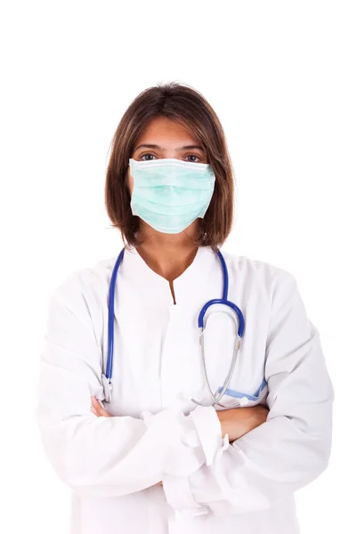 Kadın doktor maskesi — Stok fotoğraf
