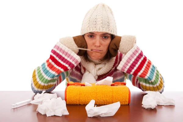 Femme présentant des symptômes de grippe — Photo