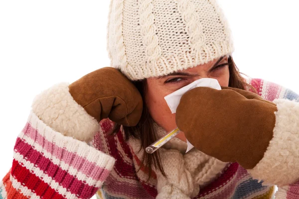 Femme présentant des symptômes de grippe — Photo