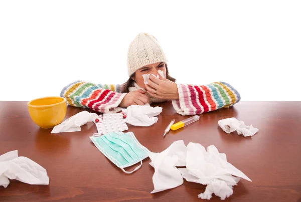 stock image Woman with flu symptoms