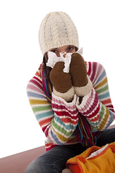 ผู้หญิงที่มีอาการไข้หวัด — ภาพถ่ายสต็อก