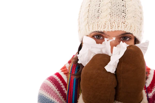 Kvinna med influensaliknande symtom — Stockfoto