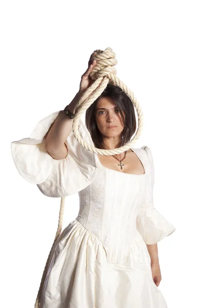 Bride with a hanging rope — Stock Photo, Image