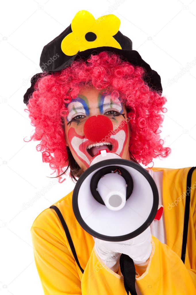 funny clown with a megaphone | 图库照片 08 helder almeida