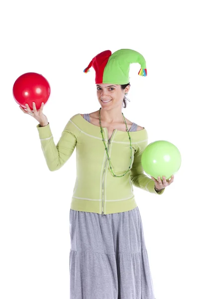 Woman with a joker hat — Stock Photo, Image