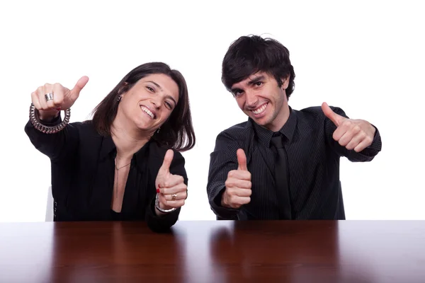 Men and woman gesturing OK — Stock Photo, Image