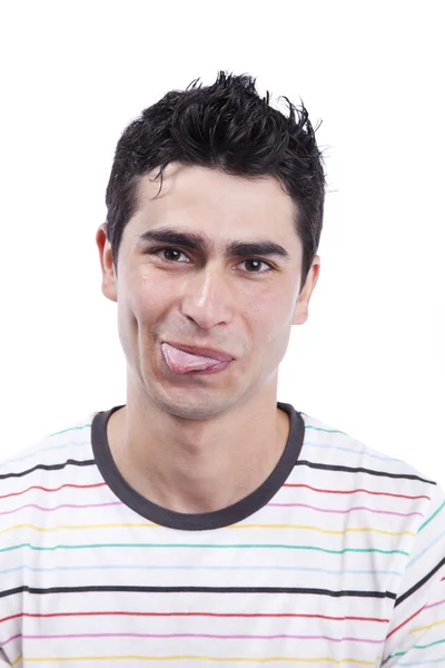 Man met zijn tong uit — Stockfoto