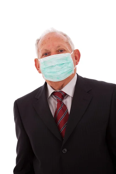 Uomo d'affari anziano con una maschera — Foto Stock
