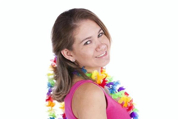 Happy woman with a Garland — Stock Photo, Image