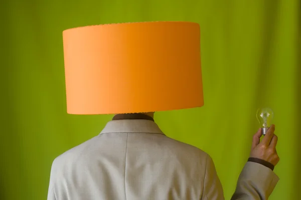 Businessman lamp head — Stock Photo, Image