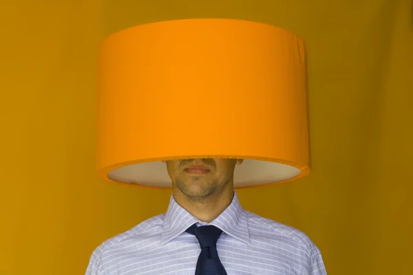 Lamp head businessman — Stock Photo, Image