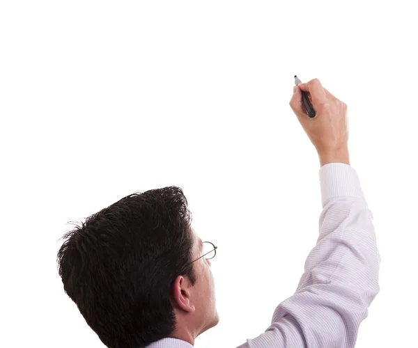 Empresário escrevendo em um quadro branco — Fotografia de Stock