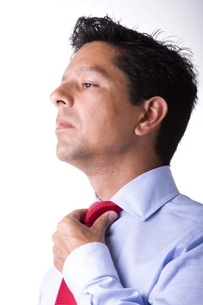 Adjusting the necktie — Stock Photo, Image