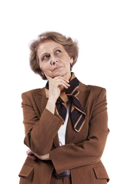 Senior affärskvinna tänkande — Stockfoto