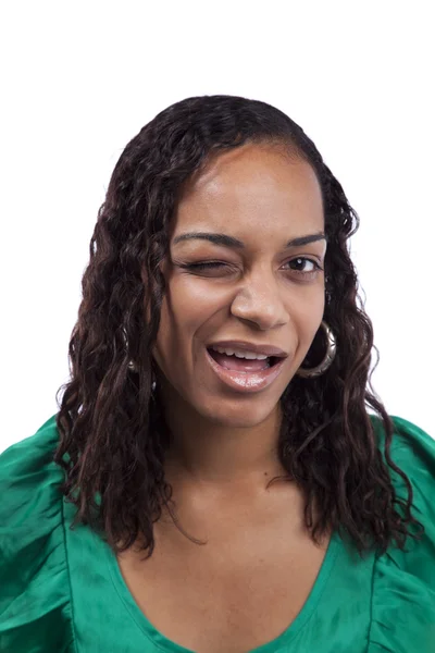 Afrikaanse vrouw knipogend haar oog — Stockfoto