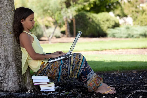 Modern student little girl — Stock Photo, Image