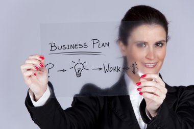 Businesswoman with ideas for success clipart