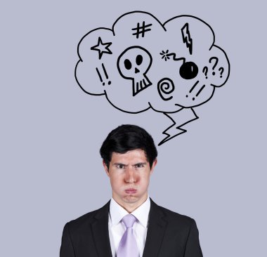 Angry businessman thoughts clipart