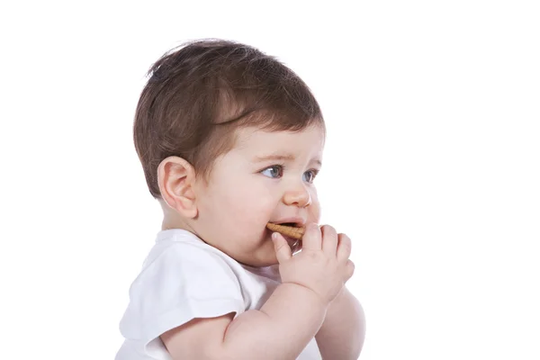 stock image Baby boy eating a cookie