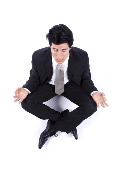 Uomo d'affari che fa yoga — Foto Stock