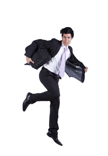 Счастливый бизнесмен прыгает — стоковое фото