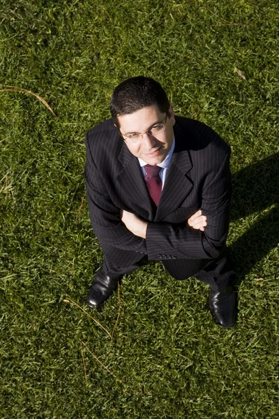 Businessman in the grass — Stock Photo, Image