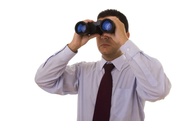 Empresário com binocular — Fotografia de Stock