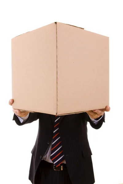 Podnikatel drží balíček — Stock fotografie