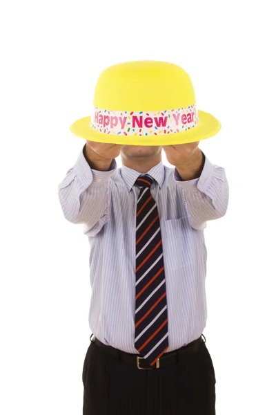 Nieuwjaar geel hoed — Stockfoto