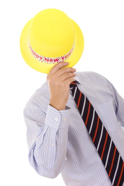 Ano Novo chapéu amarelo — Fotografia de Stock