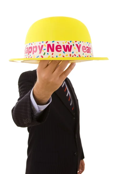Nowy rok żółty kapelusz — Zdjęcie stockowe
