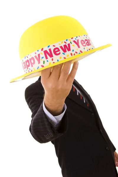新的一年黄色帽子 — 图库照片