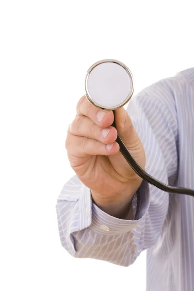 Stethoscope in the doctor hand — Stock Photo, Image