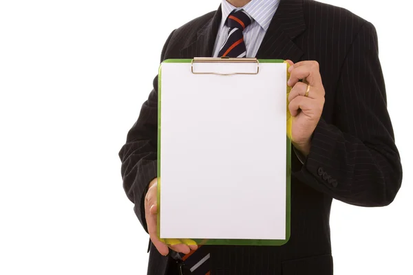 Holding a blank clipboard — Stock Photo, Image