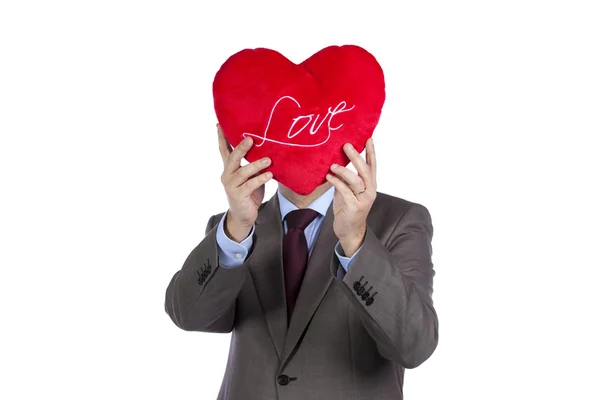 Affärsman med kärlek hjärtat ansikte — Stockfoto