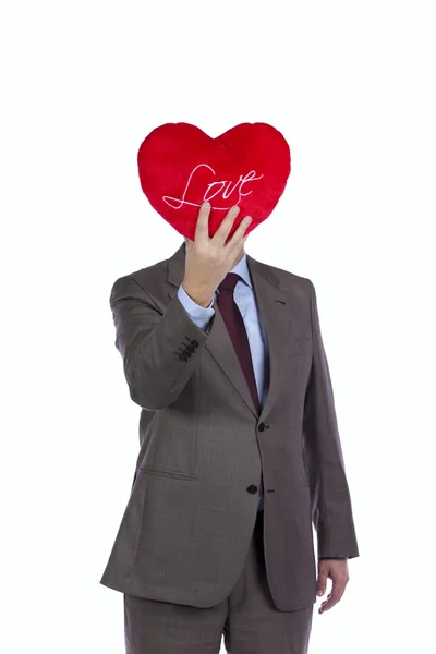 Affärsman med kärlek hjärtat ansikte — Stockfoto