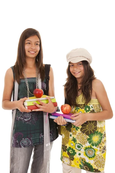 Two young student sisters — Stock Photo, Image