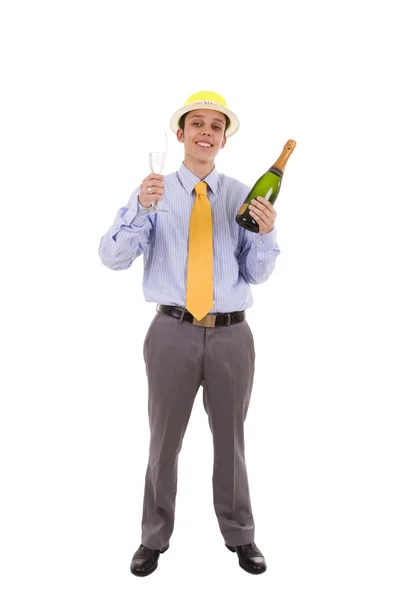 Businessman drink champagne — Stock Photo, Image