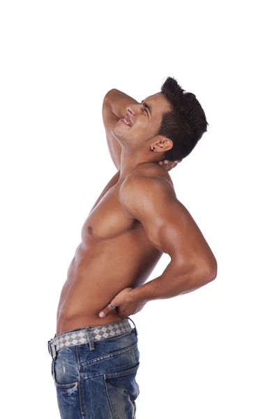 Dor muscular nas costas e pescoço — Fotografia de Stock